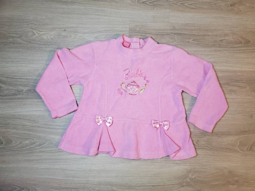 Vintage 1997 Mighty Mac Barbie Girls Size 5 Long Sleeved Pink Blouse Top