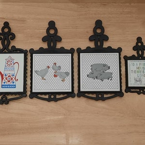 Vintage Cast Iron Tile Trivets