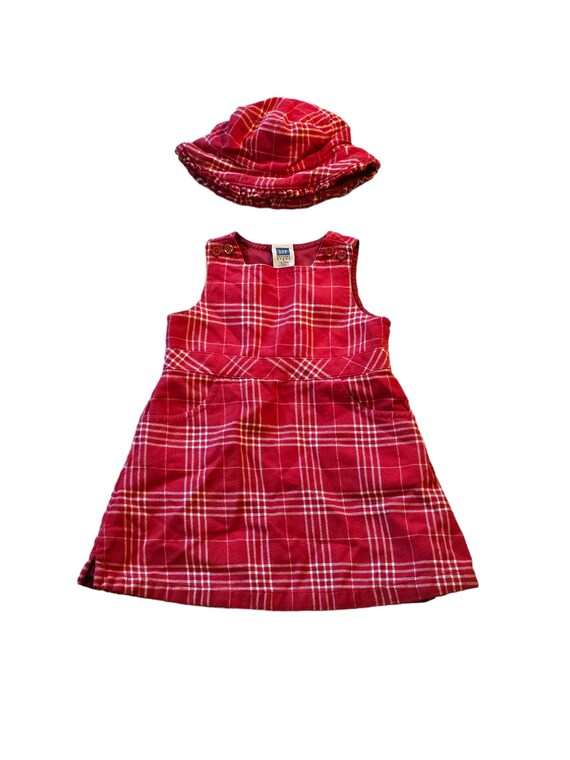 2003 Baby Gap 12-18Mo Red Plaid Dress with Matchi… - image 1