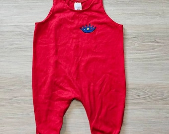 Vintage Gerber Baby 12mo One Piece Red Outfit Romper