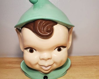 Vintage MCM Pixie Elf Head Cookie Jar