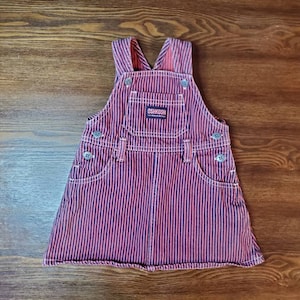 Vintage Oshkosh Striped Denim Overall Dress
