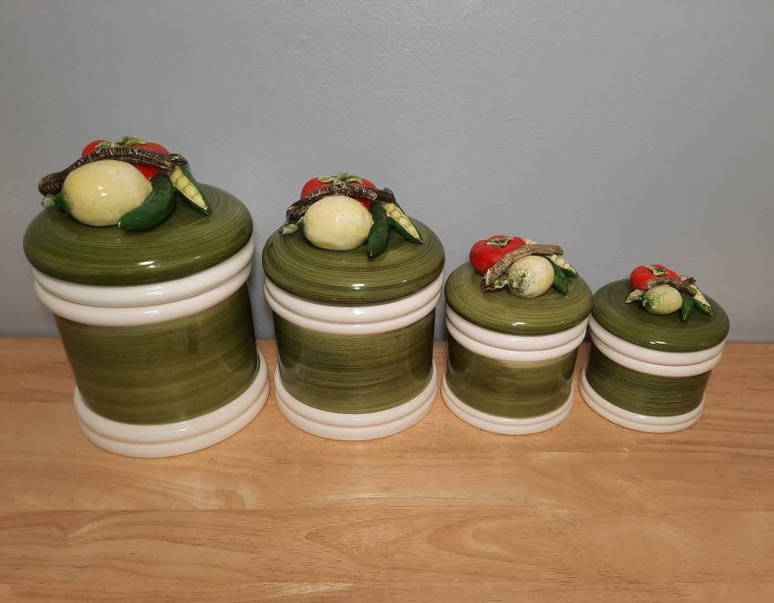 Vintage Garden Harvest Vegetables Ceramic Canister Set Etsy