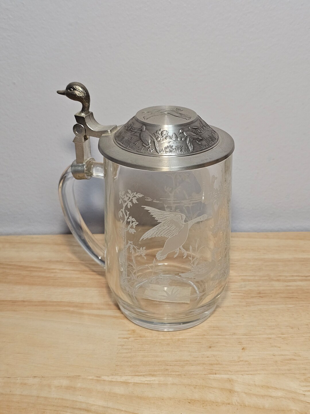 Vintage 1996 Avon Endangered Wetlands Waterfowl Glass Stein Tankard