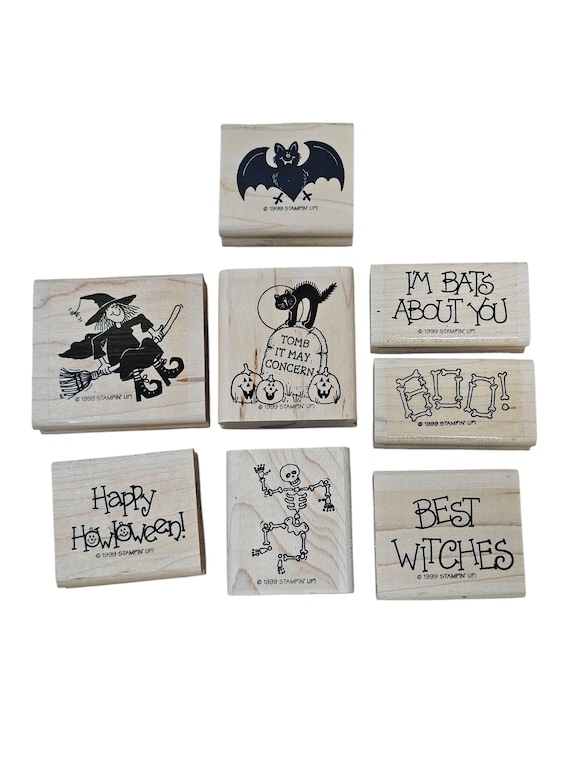Vintage 1999 Stampin' Up Bats About You Halloween Retired Rubber Stamps Set of 8