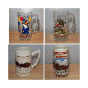 Vintage Budweiser & Bud Light Beer Steins