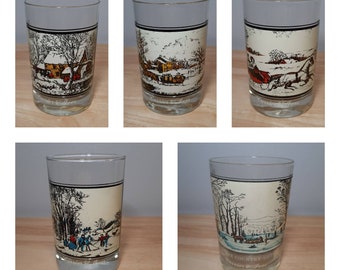 Vintage Arbys Currier & Ives Glassware