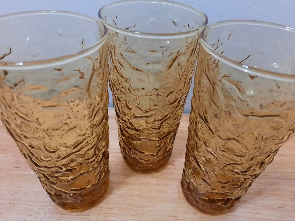 Vintage Amber Textured Tumblers Etsy