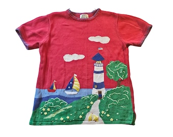 Vintage The Quacker Factory Women's Medium Knitted Lighthouse Sailboat Sweater Shirt