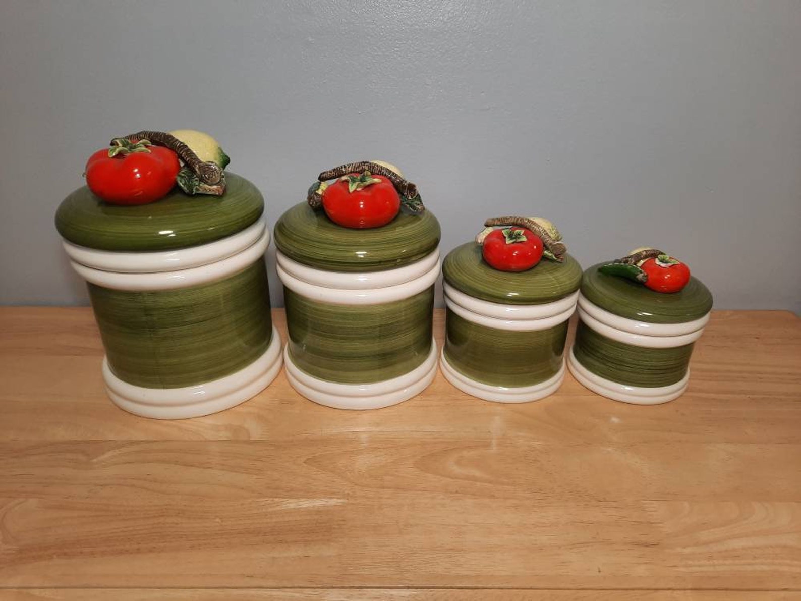 Vintage Garden Harvest Vegetables Ceramic Canister Set Etsy