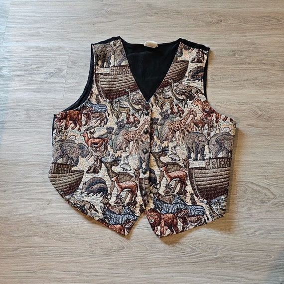 Vintage Bobbie Brooks Noah's Ark XL Tapestry Vest - image 2