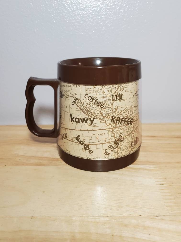 Vintage Thermoserv 70's Brown Plastic Coffee Mug Coffee Cup