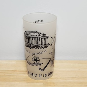 Vintage MCM 50's Hazel Atlas Washington District Of Columbia Frosted Collectible Glass