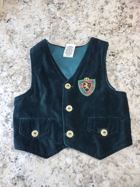 Vintage Baby Togs Green Velour 2T Vest