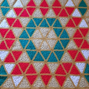 Striped Crochet Afghan Blanket Throw 64x59 Handmade Vintage Scalloped Edge Cottagecore