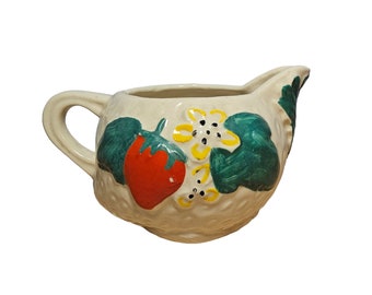 Vintage Ceramic Strawberry Creamer Pitcher