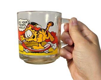 Vintage 1987 Anchor Hocking McDonald's Garfield Glass Coffee Mug