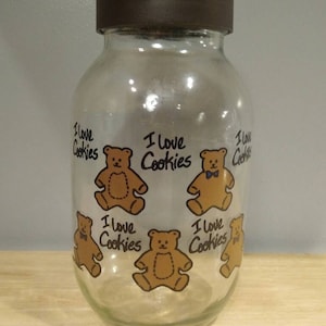 Vintage RARE 80&#39;s Carlton Glass Teddy Bears &quot;I Love Cookies&quot; 3L Cookie Jar