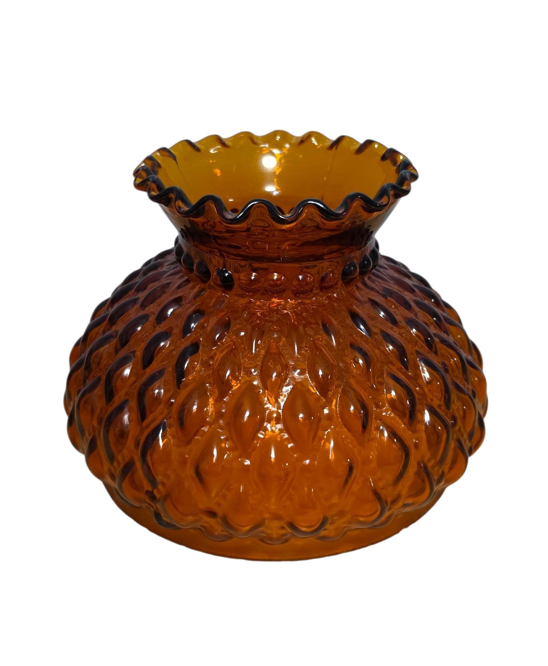 ライト・ランタン Amber Diamond pattern Lamp Shade Vintage Amber