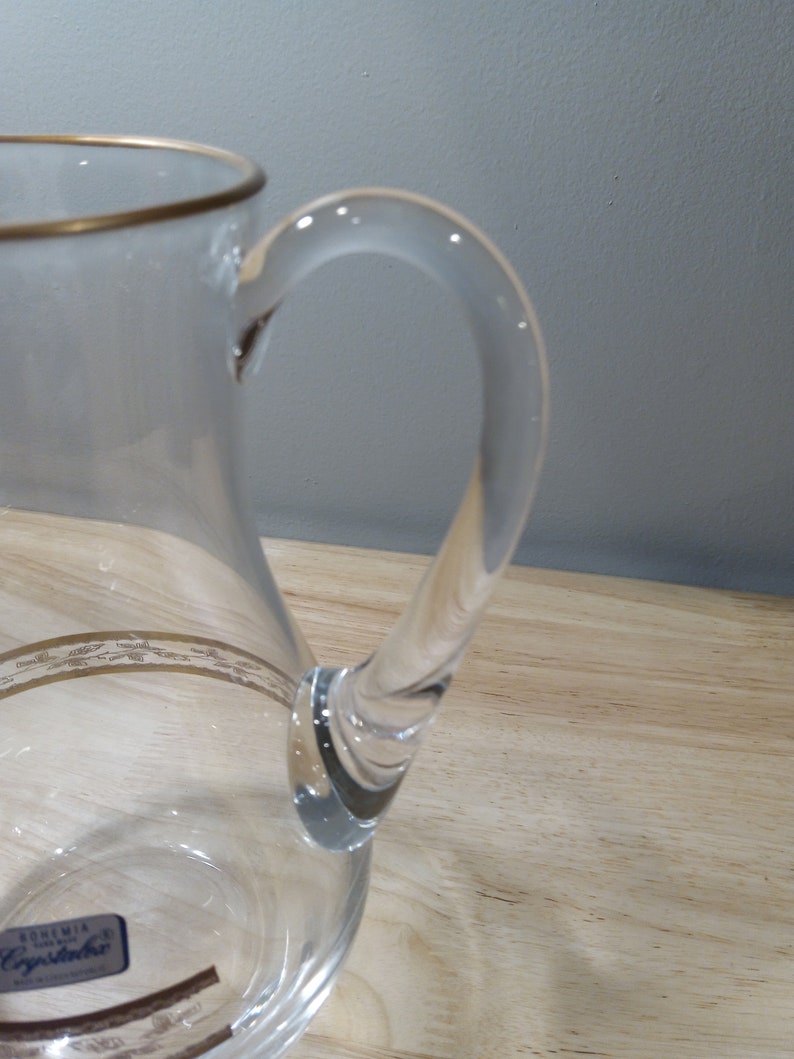 Vintage MCM Bohemia Crystalex Glass Pitcher image 3