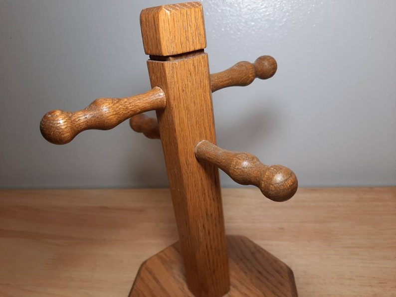 Vintage Wooden Mug Tree Holder Stand Etsy