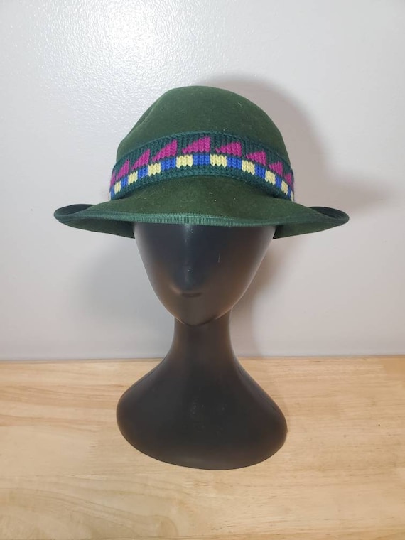 Vintage Green Wool Bowler Hat