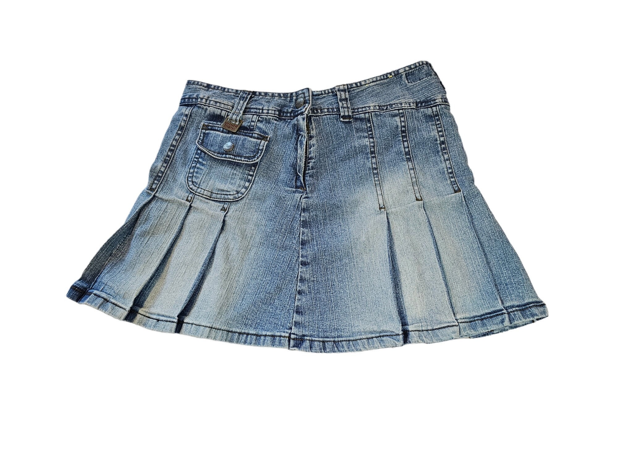 Vintage 90's Mudd Junior's Size Denim Pleated Mini Skirt