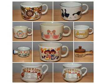 Vintage Soup Bowls with Handles (Each Sold Separately)