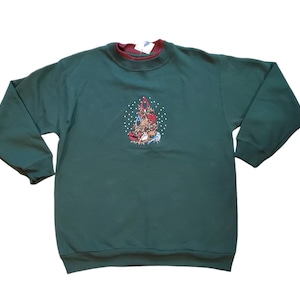 Vintage 90&#39;s M&C Sportswear Winter Birds Women&#39;s Medium Green Sweatshirt NWT