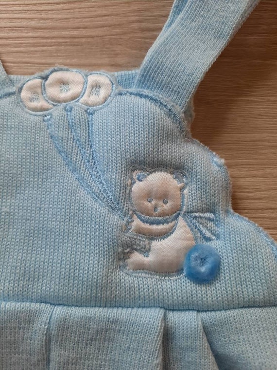 Vintage Blue Baby 9mo Cotton Overalls - image 4