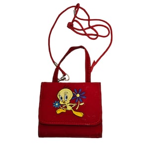 Cartera roja vintage de Tweety Bird de Warner Bros Looney Tunes de 1998