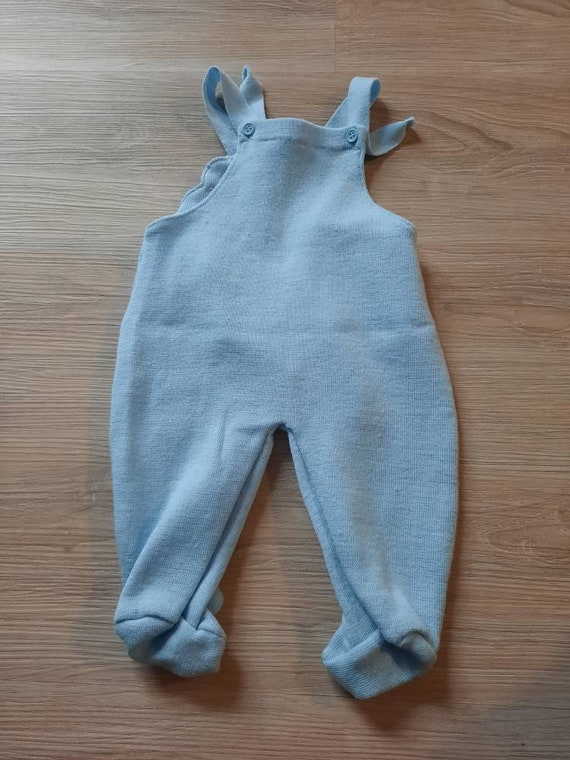 Vintage Blue Baby 9mo Cotton Overalls - image 3