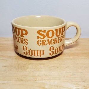 Vintage 70&#39;s Soup & Crackers Ceramic Bowl Mug With Handle