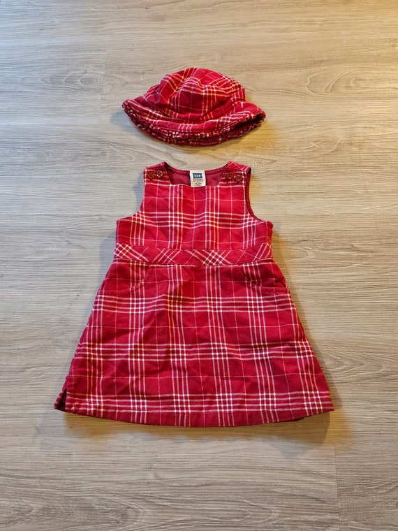 2003 Baby Gap 12-18Mo Red Plaid Dress with Matchi… - image 2