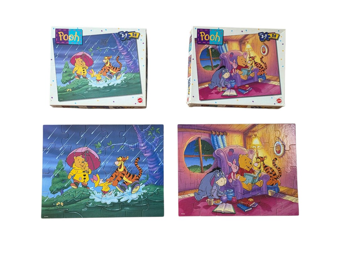 Vintage 1998 Mattel Disney's Winnie the Pooh 24 Piece Jigsaw Puzzles ...