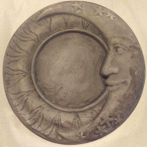 Colgante de pared clásico de Luna y Estrellas en cemento ligero - Luna y Estrellas - Colgante de pared celestial - Arte de pared - Placa de luna creciente - Arte de jardín, Luna