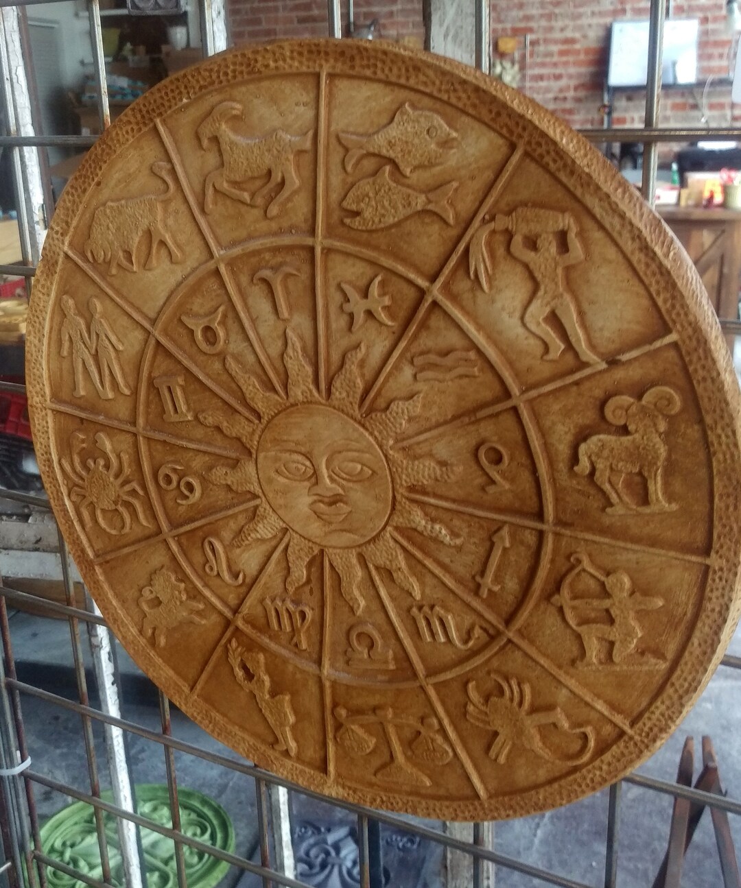 Zodiac Wheel Wall Hanging, 17 Cement Zodiac Wheel, Astrology Wheel