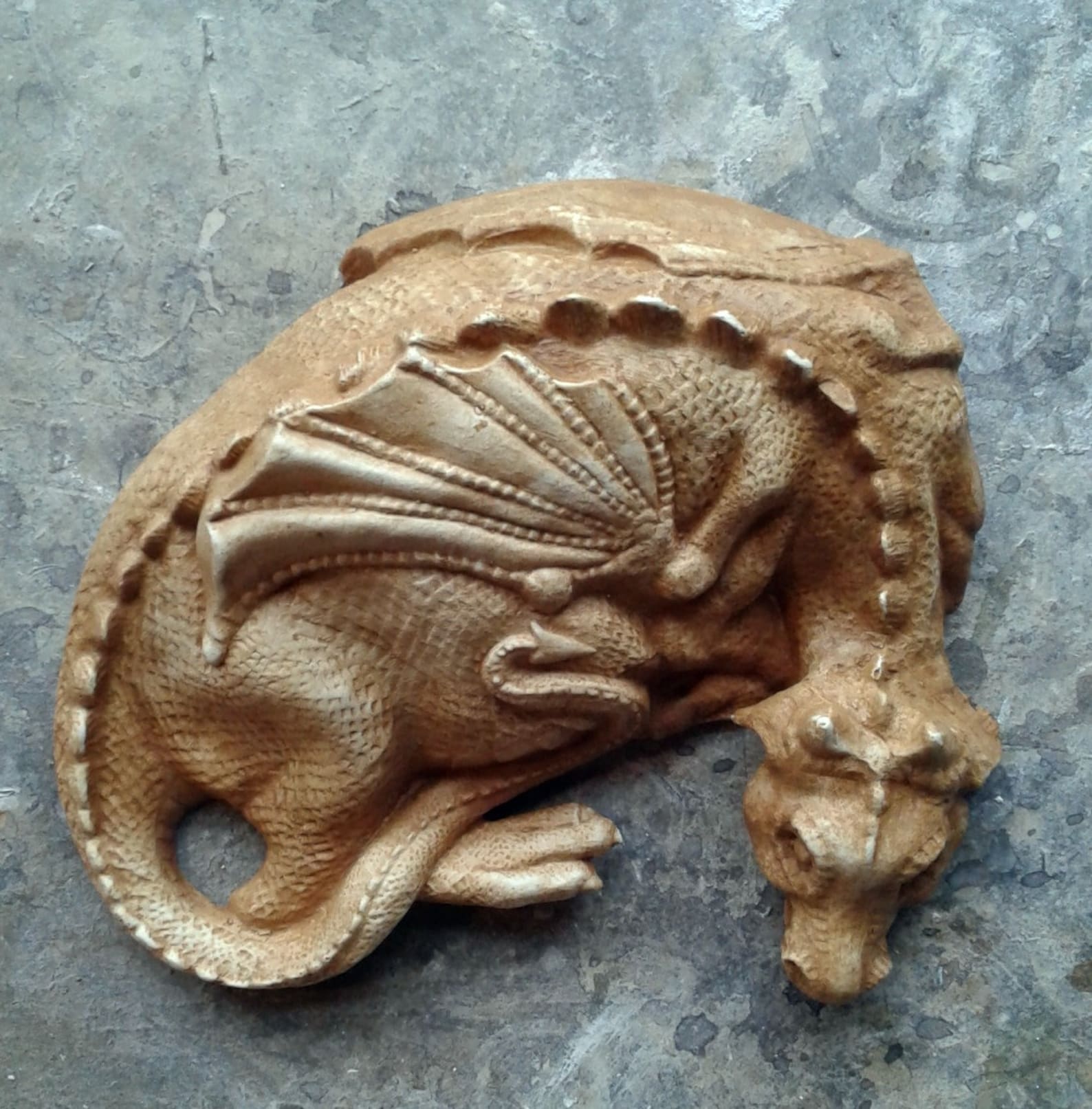 Adorable Sleeping Dragon Statue Cement Dragon Garden Statue Etsy