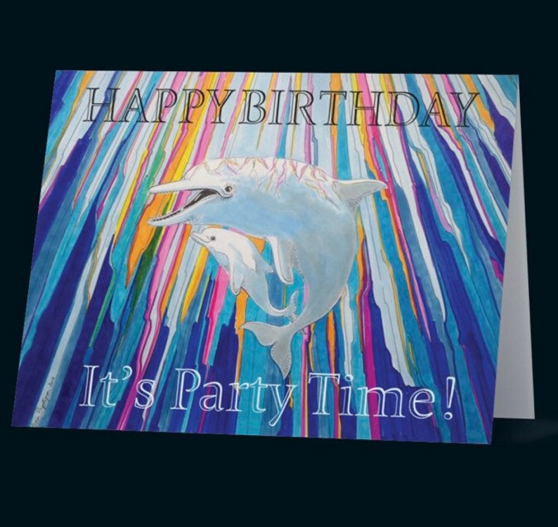 Dolphin Birthday Greeting Card Large Print Dolphins Happy - Etsy