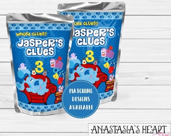 Etykieta soku inspirowanego Blues Clues, Etykieta woreczka soku Blues Clues, Urodziny Blues Clues, Blues Clues Capri Sun, Etykieta woreczka soku - CYFROWE