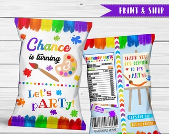 PRINT AND SHIP Paint Party Chip Bags, Paint Party Birthday, Paint Party Treat Bags, Paint Party, Art Party, Paint Chip Bags, Art Chip Bags