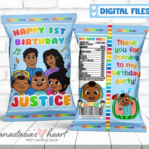 DIGITAL African American Cocomelon Cocomelon Chip Bag - Etsy