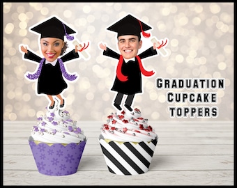 Graduation Cupcake Toppers, Graduation Photo Cupcake Toppers, Graduation Party Favors, Graduate Party Favors, Graduation Favors, Grad Gifts