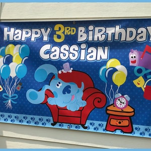 Blue's Clues Birthday Banner, Blue's Clues Party Banner, Blue's Clues Banner, Birthday Banner, Vinyl Backdrop, Blue's Clues Party zdjęcie 3
