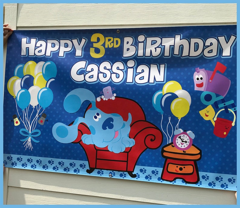 Blue's Clues Birthday Banner, Blue's Clues Party Banner, Blue's Clues Banner, Birthday Banner, Vinyl Backdrop, Blue's Clues Party zdjęcie 3