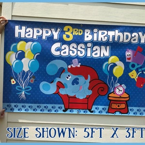 Blue's Clues Birthday Banner, Blue's Clues Party Banner, Blue's Clues Banner, Birthday Banner, Vinyl Backdrop, Blue's Clues Party zdjęcie 2