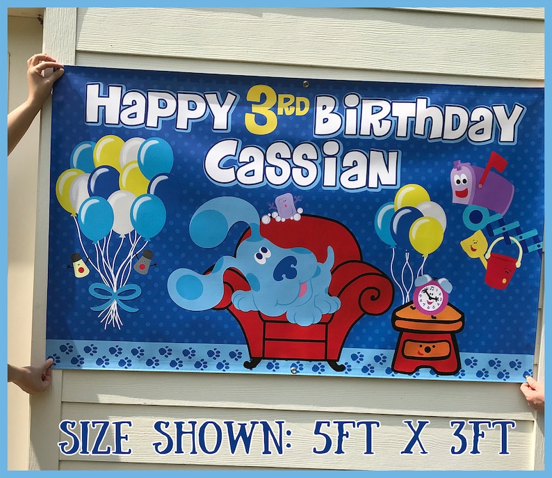 Blue's Clues Birthday Banner, Blue's Clues Party Banner, Blue's Clues Banner, Birthday Banner, Vinyl Backdrop, Blue's Clues Party zdjęcie 2