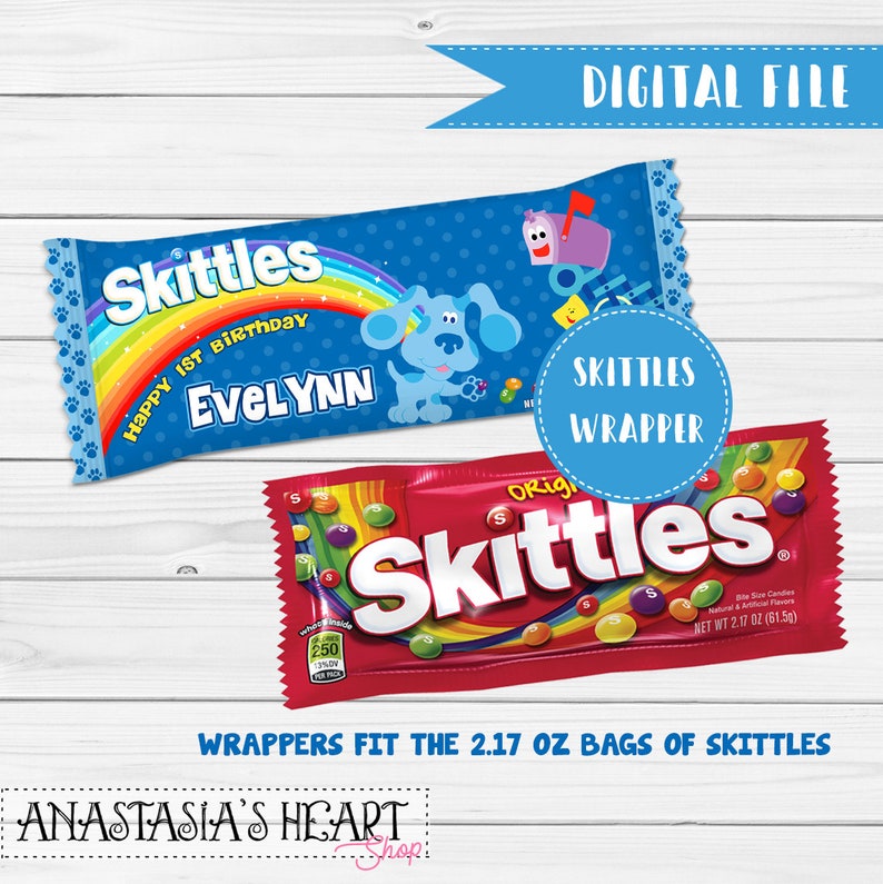 Blue's Clues Inspired Skittles Wrapper Blues Clues Party | Etsy