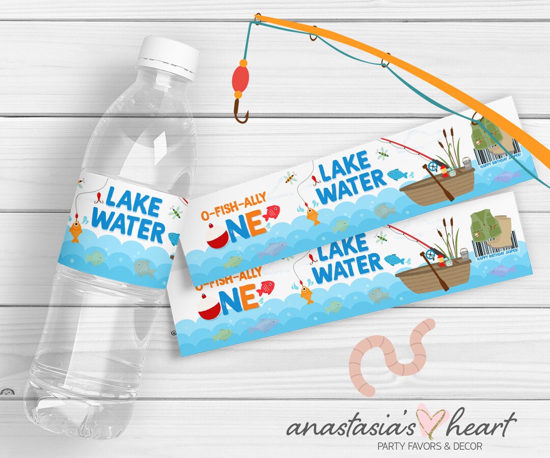DIGITAL Fishing Water Bottle Labels Fishing Birthday Fishing Etsy
