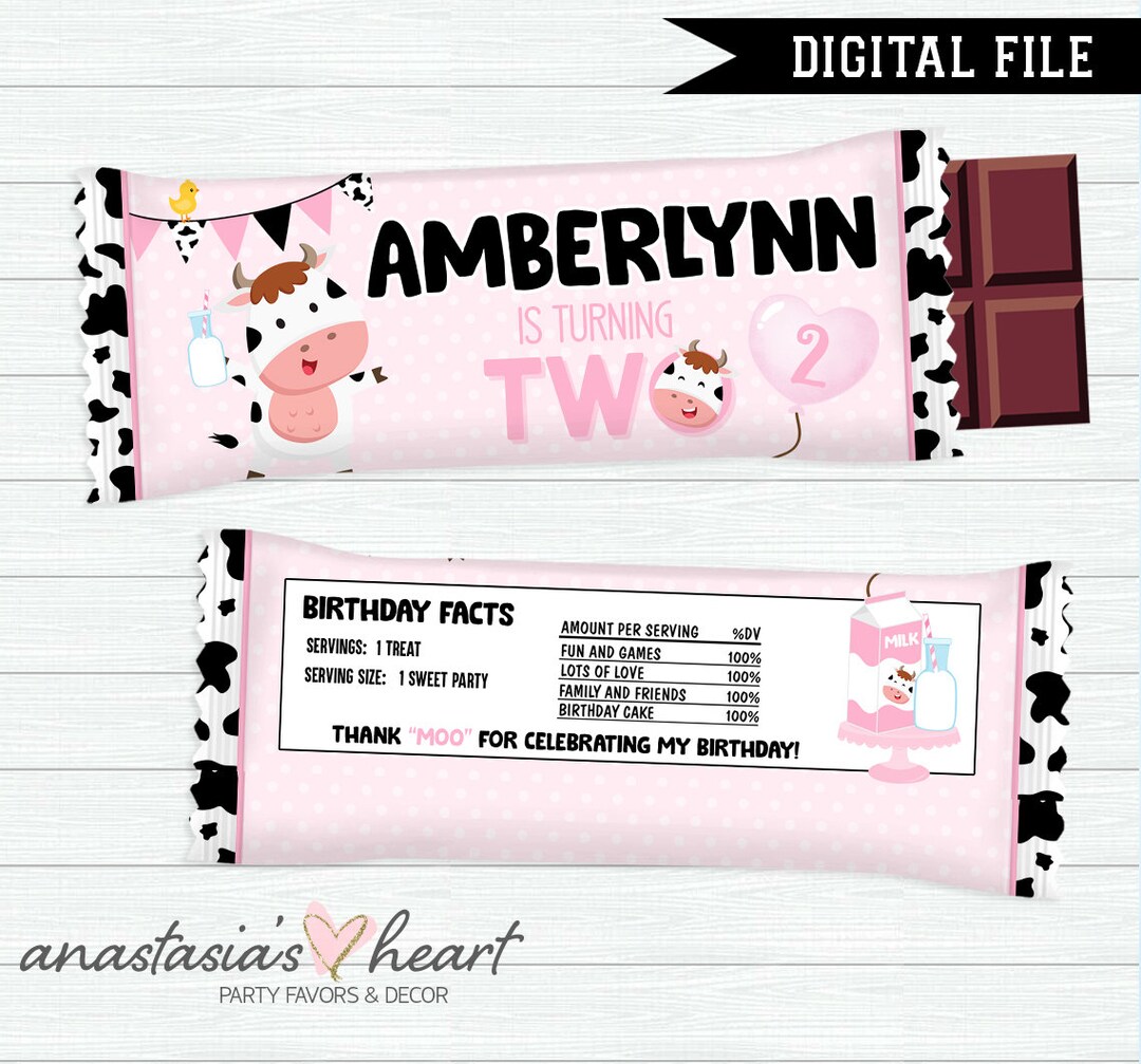 DIGITAL Cow Theme Chocolate Wrapper Cow Chocolate Wrapper - Etsy
